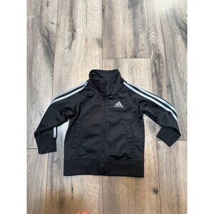 Adidas Infant Black Tracksuit Jacket 12M With White Stripes & Logo